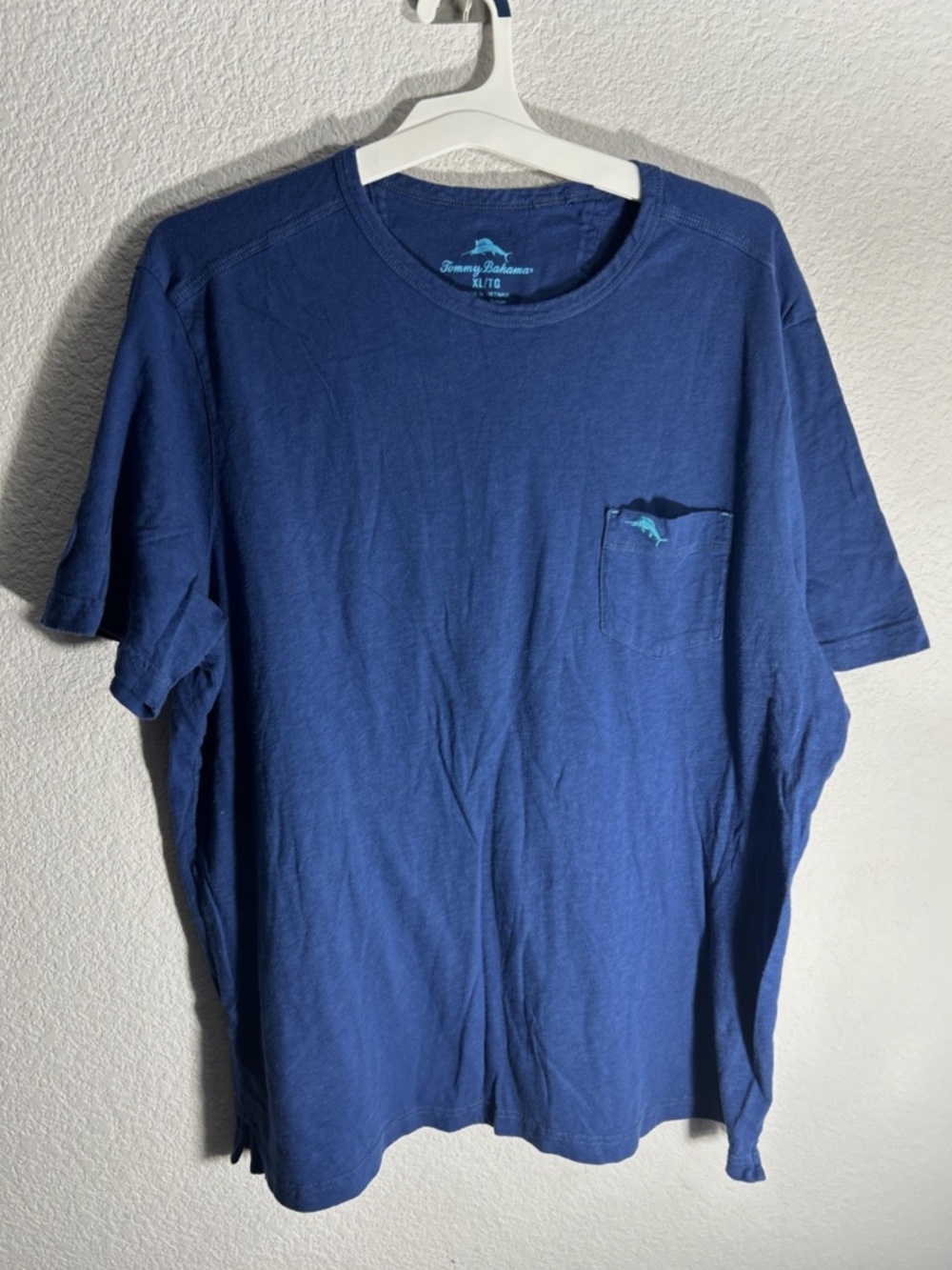 TOMMY BAHAMA Pocket T-Shirt Navy Blue Embroidered Cotton Mens XL